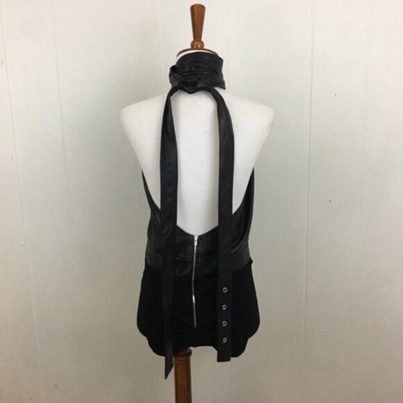 Magda Butrym Black Leather Wrap Halter Bodysuit 8 - Picture 9 of 13